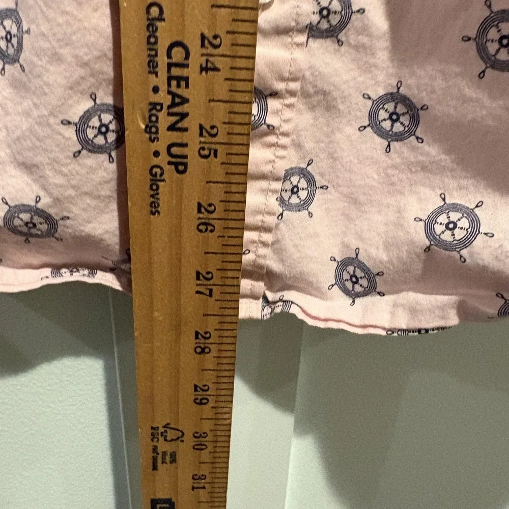 J.Crew Flex Washed Shirt‎ Mens L Pink Ship Wheel Nautical Button Up Slim Cotton